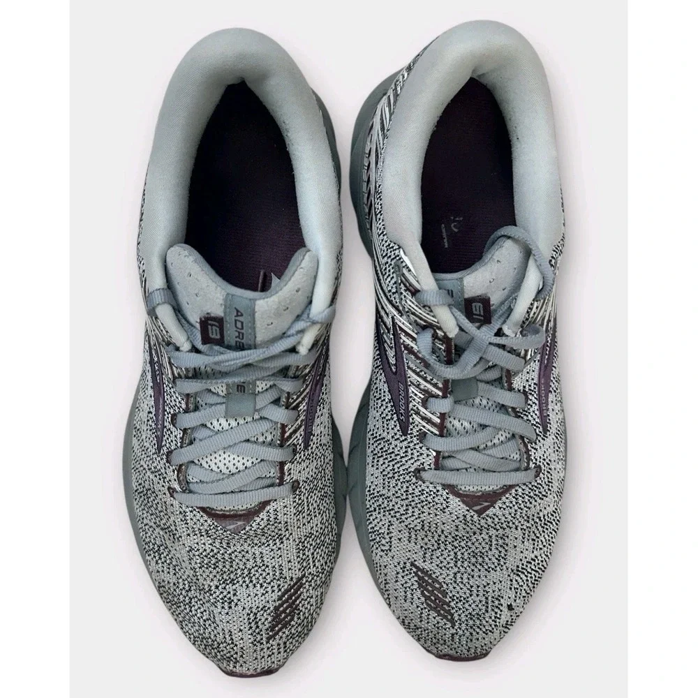 Brooks Womens Adrenaline GTS 19 Road Running Tennis Shoes Size 11 Gray Purple - Picture 3 of 9